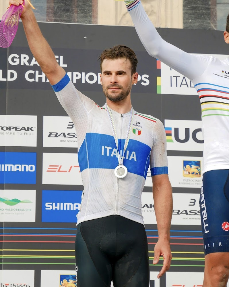 Matteo Cigala second place at the 2023 Gravel World Championships in Pieve di Soligo